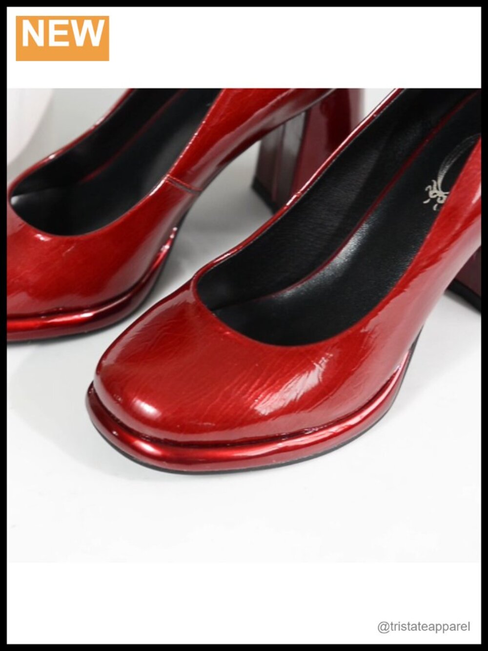 Round Toe Chunky Block Heel Pumps Slip On Leather Work Shoes - Picture 5 of 5